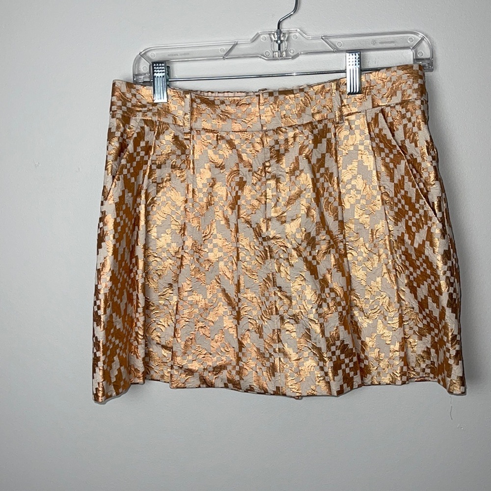 Rachel Roy Gold Foil Pleated Medium Skirt